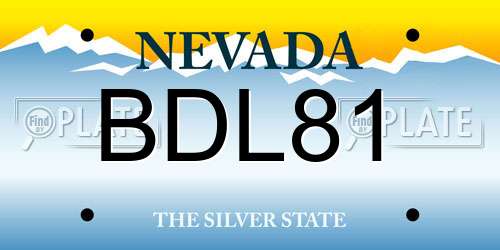 BDL81 Nevada License Plate