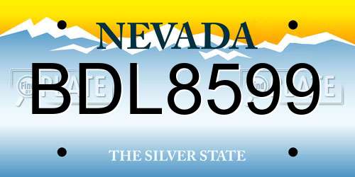 BDL8599 Nevada License Plate