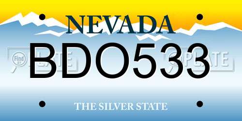 BDO533 Nevada License Plate