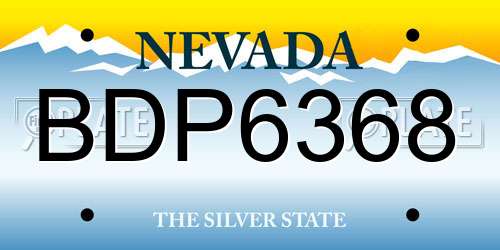 BDP6368 Nevada License Plate