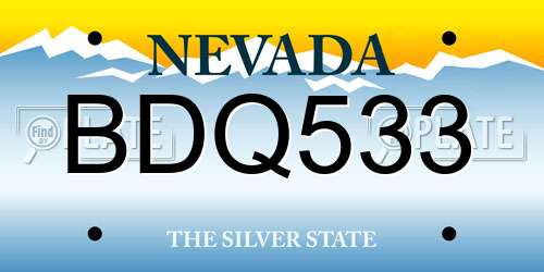 BDQ533 Nevada License Plate