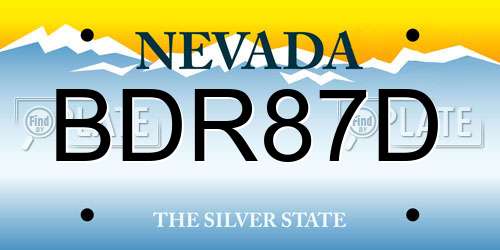BDR87D Nevada License Plate