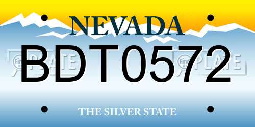 BDT0572 Nevada License Plate