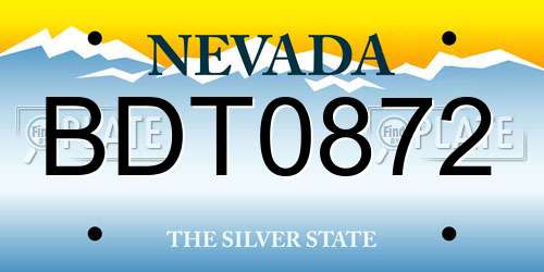 BDT0872 Nevada License Plate