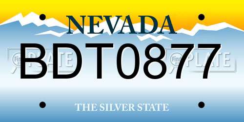 BDT0877 Nevada License Plate