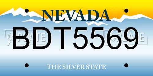 BDT5569 Nevada License Plate