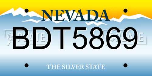 BDT5869 Nevada License Plate