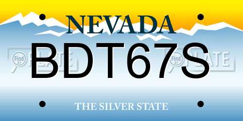BDT67S Nevada License Plate