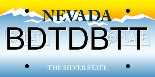 BDTDBTT Nevada License Plate