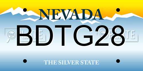 BDTG28 Nevada License Plate