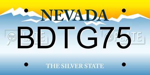 BDTG75 Nevada License Plate
