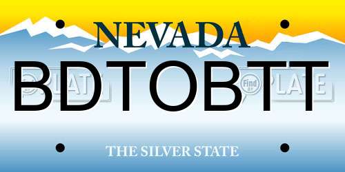 BDTOBTT Nevada License Plate