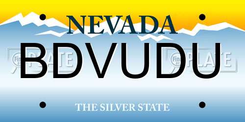 BDVUDU Nevada License Plate
