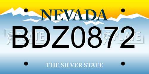 BDZ0872 Nevada License Plate