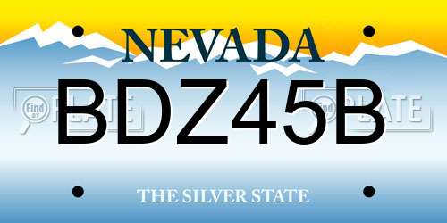 BDZ45B Nevada License Plate
