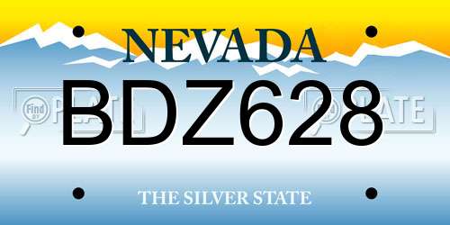 BDZ628 Nevada License Plate