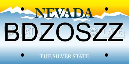 BDZOSZZ Nevada License Plate
