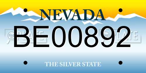 BE00892 Nevada License Plate