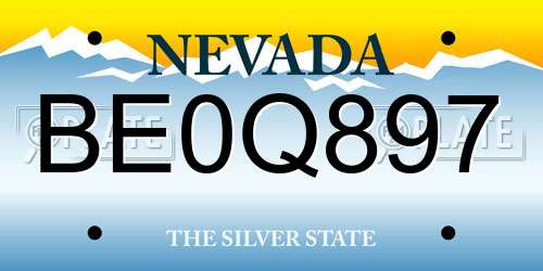 BE0Q897 Nevada License Plate