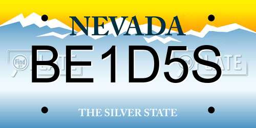 BE1D5S Nevada License Plate