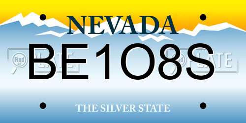 BE1O8S Nevada License Plate