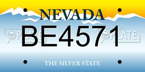 BE4571 Nevada License Plate