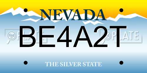BE4A2T Nevada License Plate