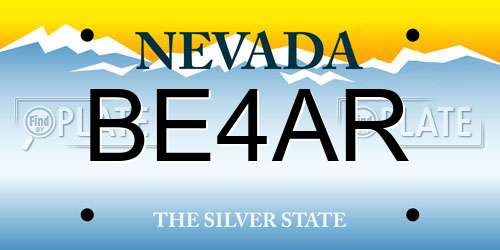BE4AR Nevada License Plate