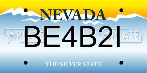BE4B2I Nevada License Plate