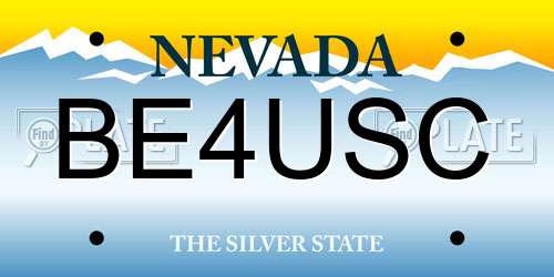 BE4USC Nevada License Plate