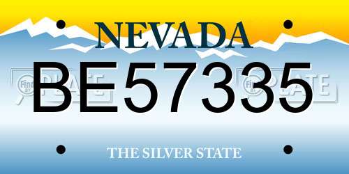 BE57335 Nevada License Plate
