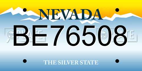 BE76508 Nevada License Plate