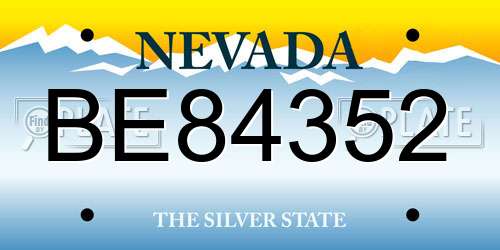 BE84352 Nevada License Plate