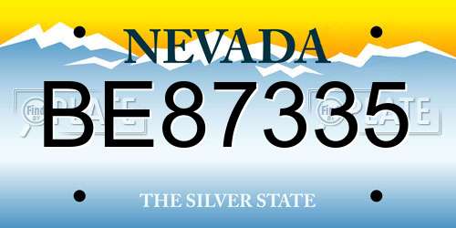 BE87335 Nevada License Plate
