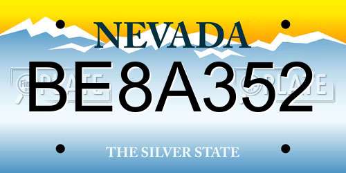 BE8A352 Nevada License Plate