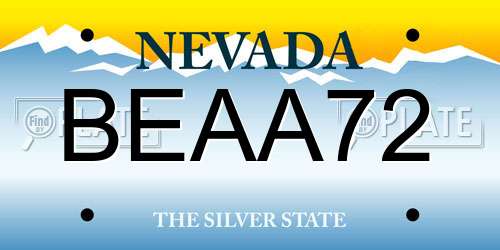 BEAA72 Nevada License Plate
