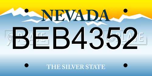 BEB4352 Nevada License Plate