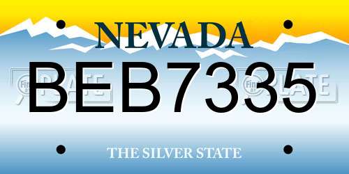 BEB7335 Nevada License Plate