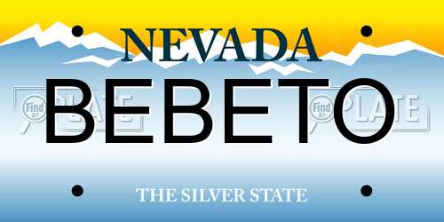 BEBETO Nevada License Plate