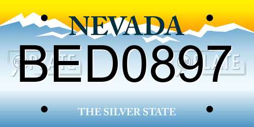 BED0897 Nevada License Plate