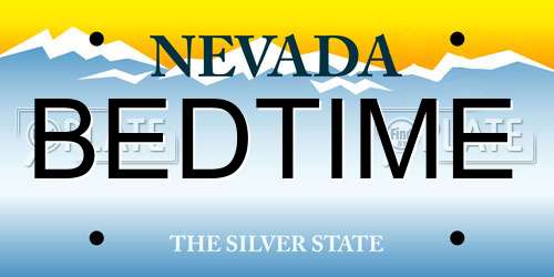 BEDTIME Nevada License Plate