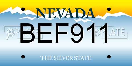 BEF911 Nevada License Plate