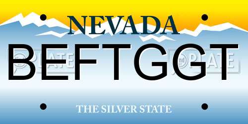 BEFTGGT Nevada License Plate