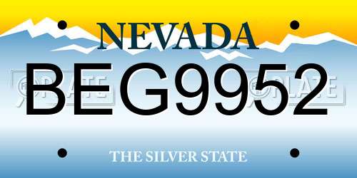 BEG9952 Nevada License Plate