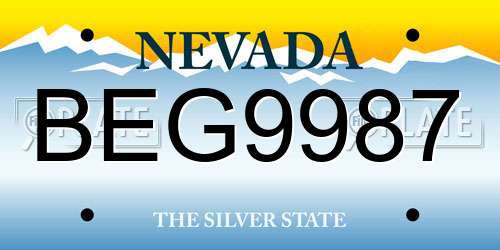 BEG9987 Nevada License Plate