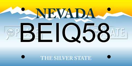 BEIQ58 Nevada License Plate