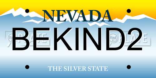 BEKIND2 Nevada License Plate