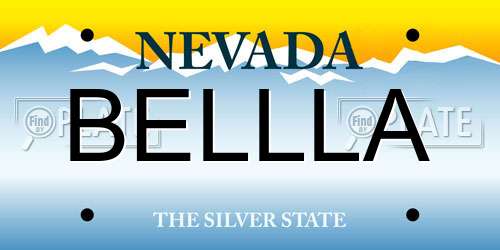BELLLA Nevada License Plate