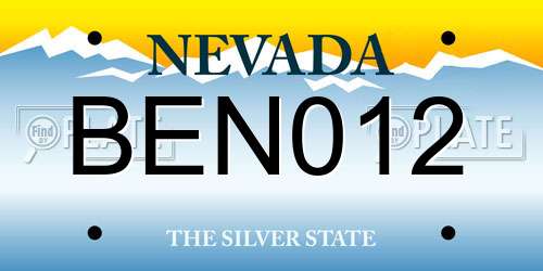 BEN012 Nevada License Plate