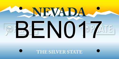 BEN017 Nevada License Plate